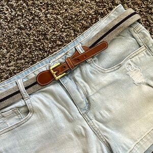 Dooney & Bourke Vintage Solid Brass Gray Wool Surcingle Leather Belt, Size 38